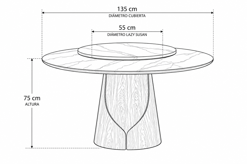 Mesa Europa con Lazy Susan