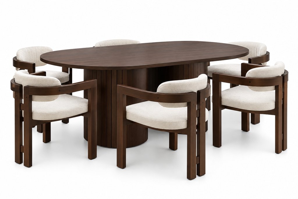 Comedor Boho curvo con 6 sillas Roma