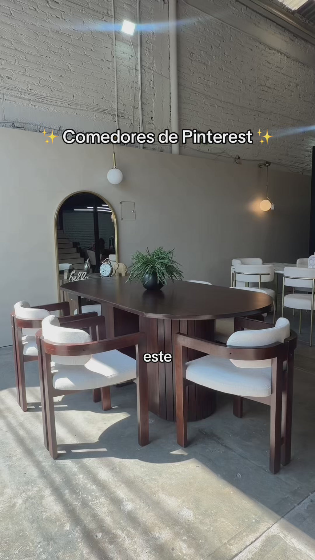Comedor Boho curvo con 6 sillas Roma